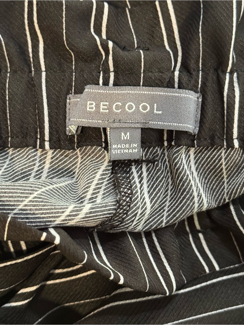 Becool Striped Paperbag Waist Pants - Black - Medium - SKU 75 - Picture 4 of 6